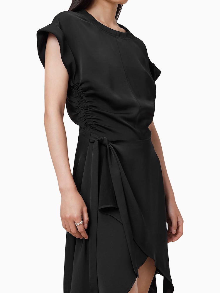 AllSaints Black Riko Mini Dress - Image 5 of 9