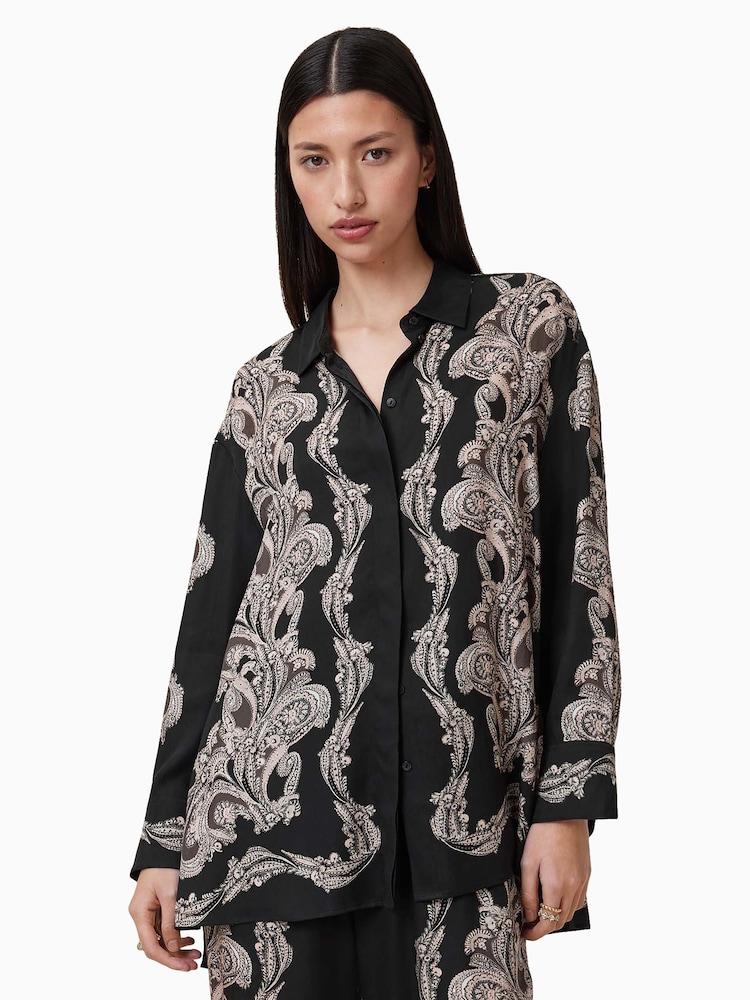 AllSaints Black Bernie Shirt - Image 1 of 7