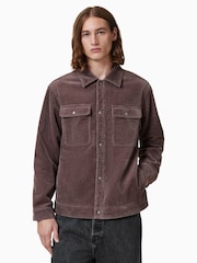 AllSaints Brown Castleford 100% Organic Cotton Shirt - Image 1 of 6