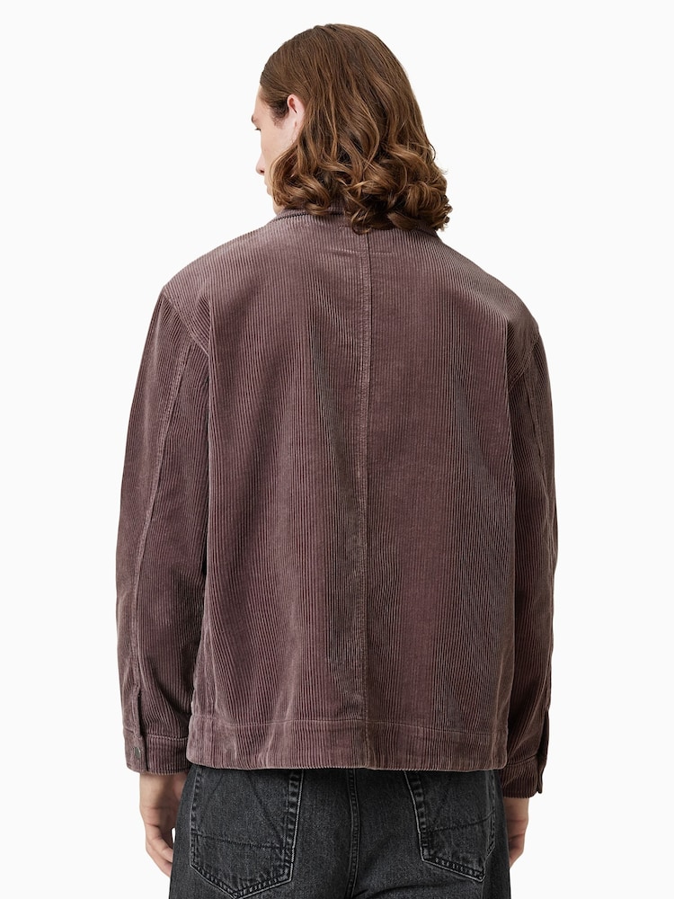 AllSaints Brown Castleford 100% Organic Cotton Shirt - Image 2 of 6