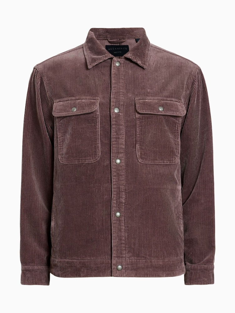 AllSaints Brown Castleford 100% Organic Cotton Shirt - Image 6 of 6