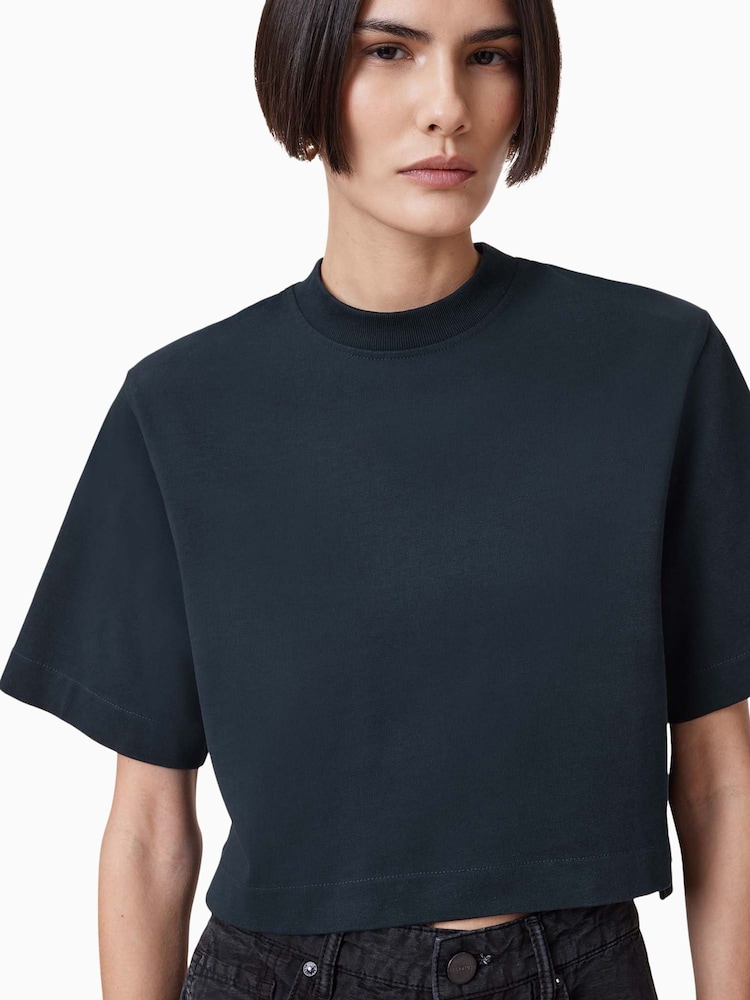 AllSaints Blue Lottie 100% Organic Cotton T-Shirt - Image 2 of 7 AllSaints Blue Lottie 100% Organic Cotton T-Shirt - Image 2 of 7
