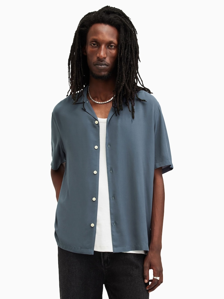 AllSaints Grey Venice Short Sleeve Shirt - Image 1 of 11