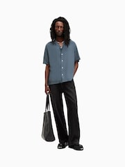 AllSaints Grey Venice Short Sleeve Shirt - Image 3 of 11