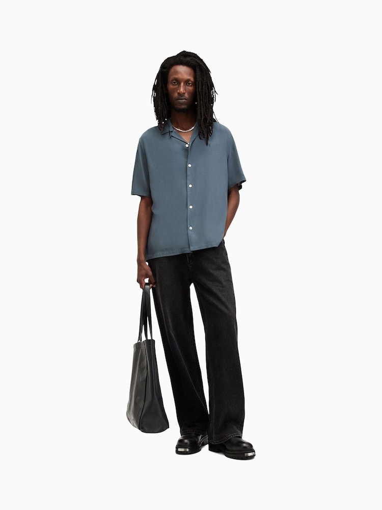 AllSaints Grey Venice Short Sleeve Shirt - Image 3 of 11