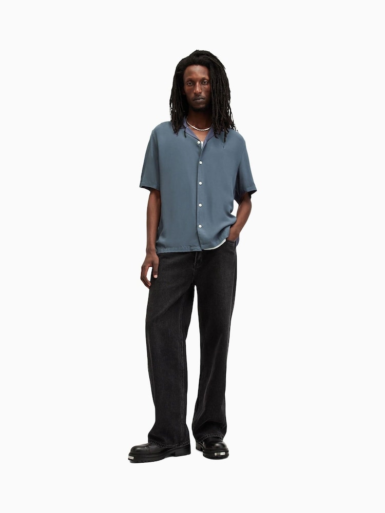 AllSaints Grey Venice Short Sleeve Shirt - Image 5 of 11