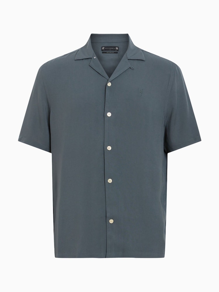 AllSaints Grey Venice Short Sleeve Shirt - Image 7 of 11
