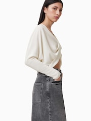 AllSaints White Julieana Wrap Jumper - Image 5 of 7