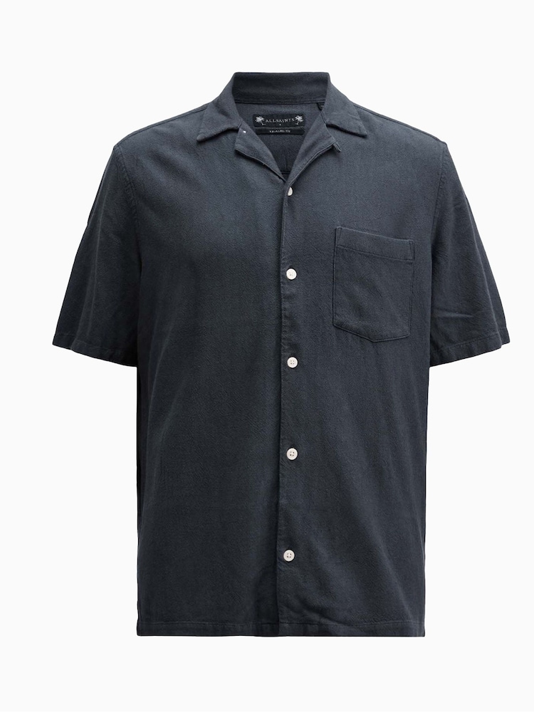 AllSaints Blue Cudi Short Sleeve Shirt - Image 6 of 6