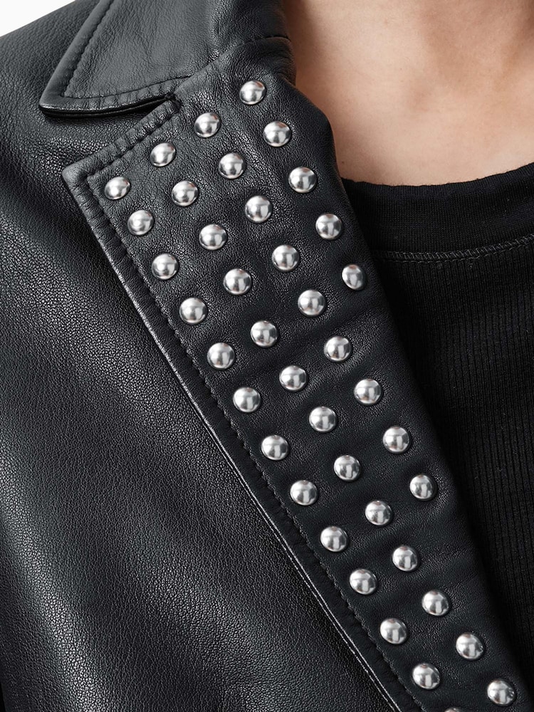 AllSaints Black Corinna Stud Blazer - Image 4 of 8