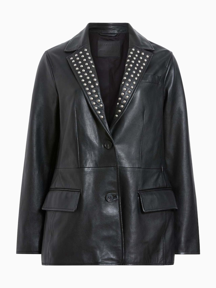 AllSaints Black Corinna Stud Blazer - Image 8 of 8