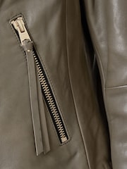 AllSaints Dusty Olive Green Dalby Biker  Jacket - Image 5 of 9
