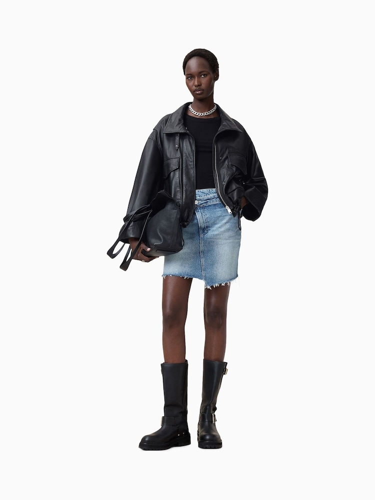 AllSaints Blue Aki Crossover Skirt - Image 1 of 8