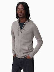 AllSaints Grey Mode Merino Zip Hoodie - Image 1 of 7