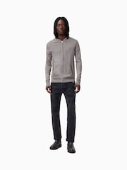 AllSaints Grey Mode Merino Zip Hoodie - Image 3 of 7