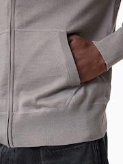 AllSaints Grey Mode Merino Zip Hoodie - Image 5 of 7