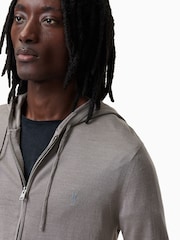 AllSaints Grey Mode Merino Zip Hoodie - Image 6 of 7