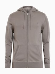 AllSaints Grey Mode Merino Zip Hoodie - Image 7 of 7