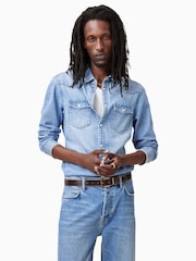 AllSaints Blue 100% Organic Cotton Macgowan Shirt - Image 1 of 7