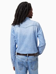 AllSaints Blue 100% Organic Cotton Macgowan Shirt - Image 5 of 7