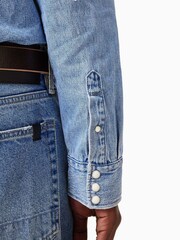 AllSaints Blue 100% Organic Cotton Macgowan Shirt - Image 6 of 7