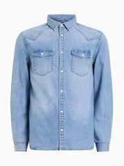 AllSaints Blue 100% Organic Cotton Macgowan Shirt - Image 7 of 7