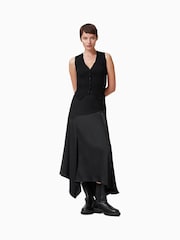 AllSaints Black Pia Satin Skirt - Image 1 of 8