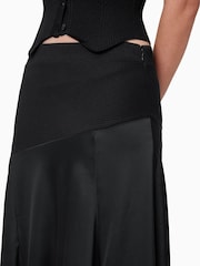 AllSaints Black Pia Satin Skirt - Image 3 of 8