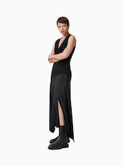 AllSaints Black Pia Satin Skirt - Image 4 of 8