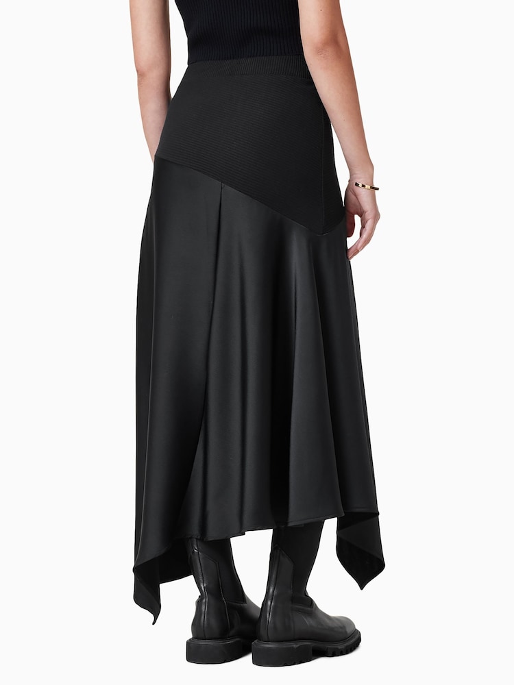 AllSaints Black Pia Satin Skirt - Image 5 of 8