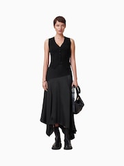 AllSaints Black Pia Satin Skirt - Image 7 of 8