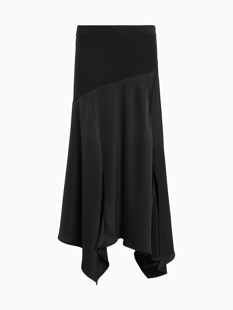 AllSaints Black Pia Satin Skirt - Image 8 of 8