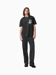 AllSaints Black Asp Short Sleeve Crew 100% Organic Cotton T-Shirt - Image 3 of 7