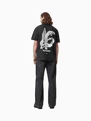 AllSaints Black Asp Short Sleeve Crew 100% Organic Cotton T-Shirt - Image 6 of 7