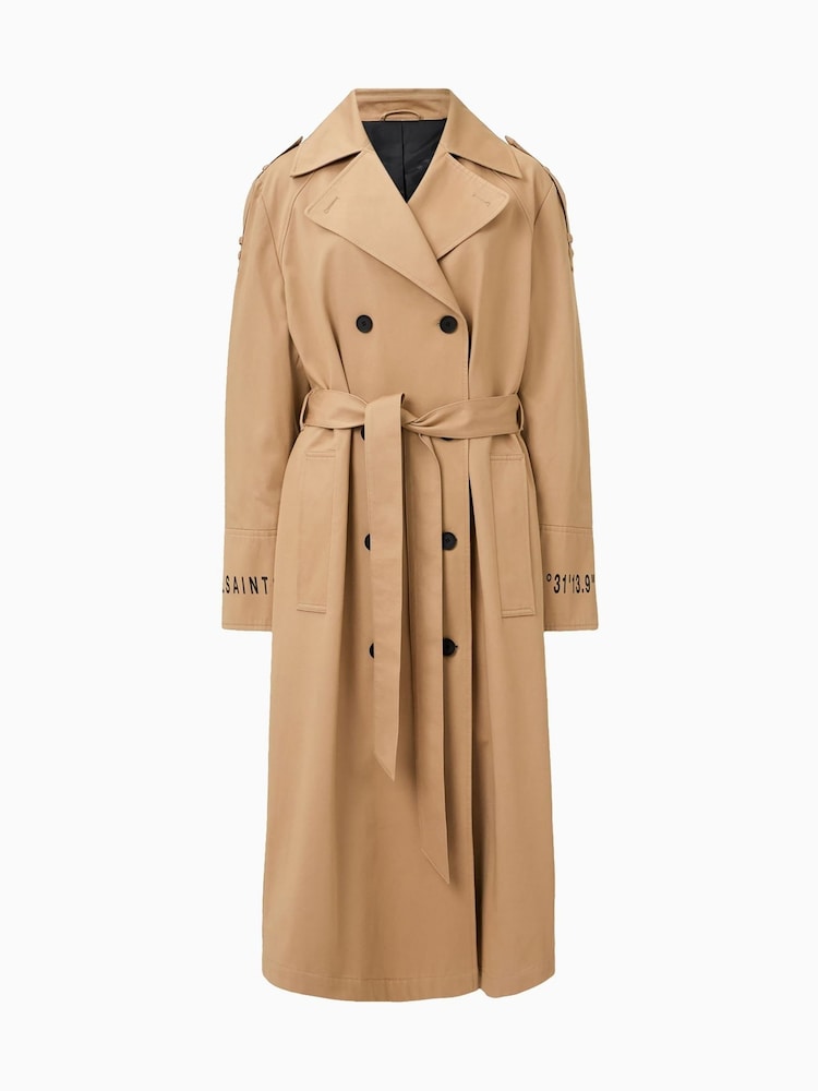 AllSaints Brown Demmi Trench Coat - Image 9 of 9