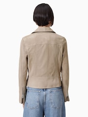 AllSaints Greige Brown Suede Dalby Biker Jacket - Image 10 of 11