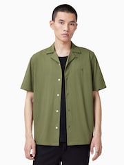AllSaints Olive Green Hudson Short Sleeve Shirt - Image 1 of 6