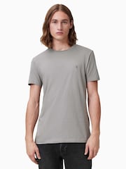 AllSaints Fossil Grey Tonic Short Sleeve Crew 100% Organic Cotton T-Shirt - Image 1 of 6