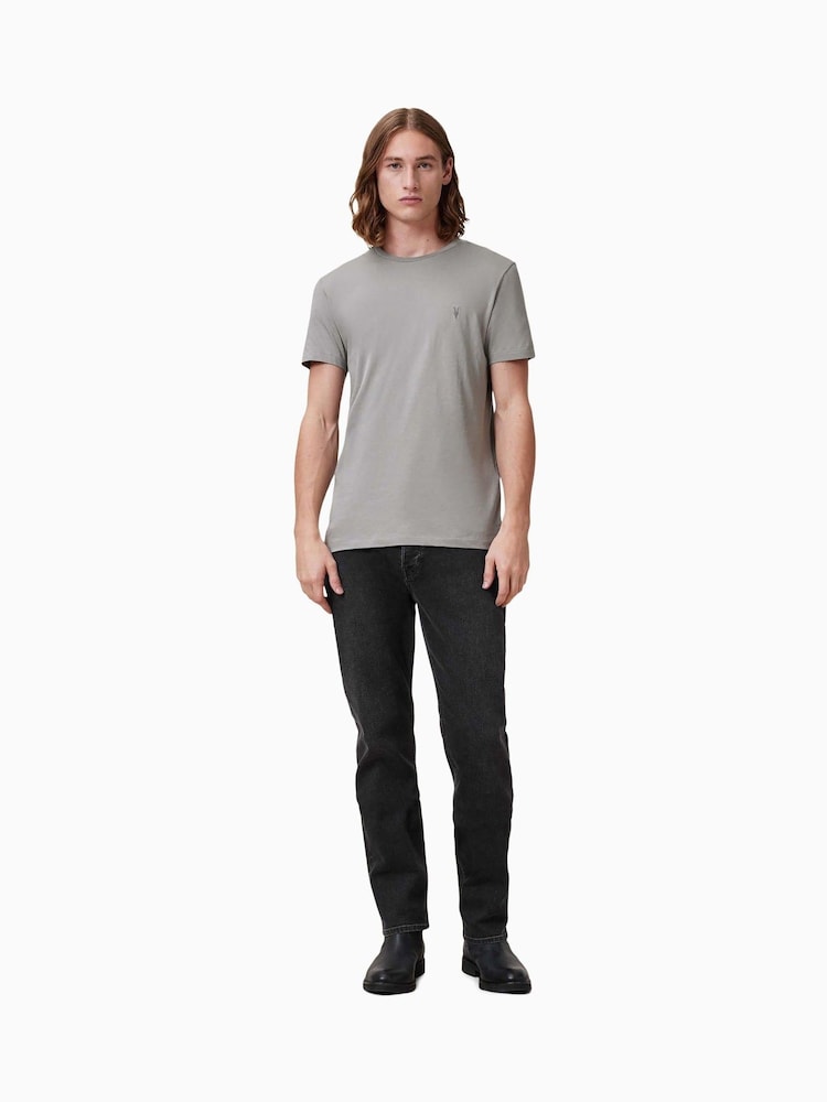 AllSaints Fossil Grey Tonic Short Sleeve Crew 100% Organic Cotton T-Shirt - Image 3 of 6