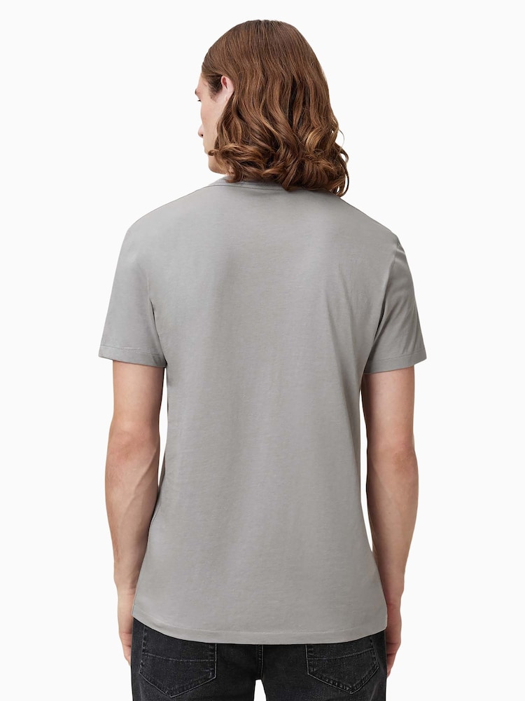 AllSaints Fossil Grey Tonic Short Sleeve Crew 100% Organic Cotton T-Shirt - Image 5 of 6