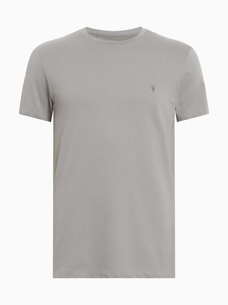 AllSaints Fossil Grey Tonic Short Sleeve Crew 100% Organic Cotton T-Shirt - Image 6 of 6