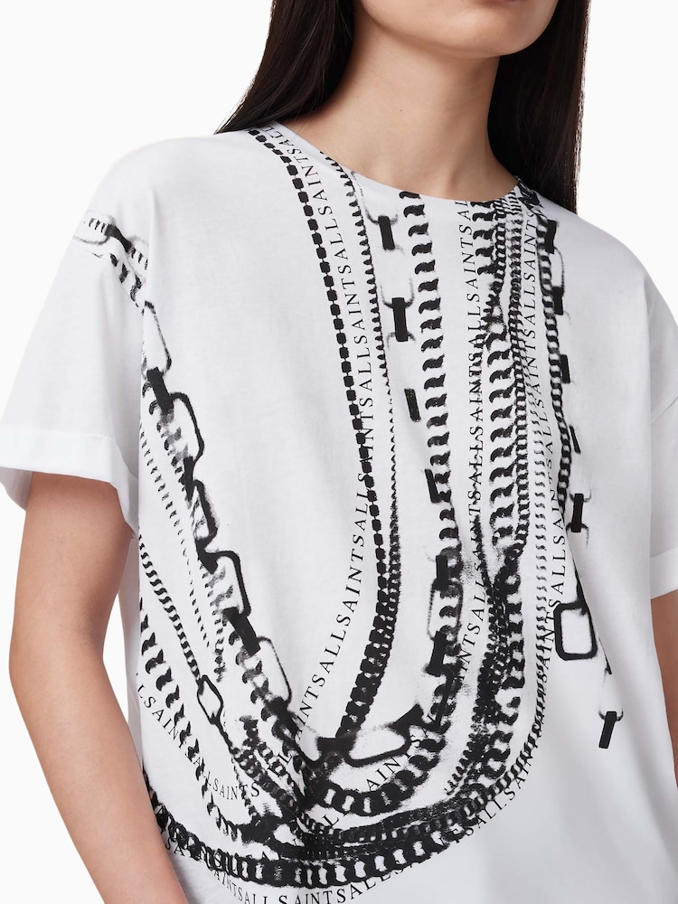 AllSaints White Metallo Briar 100% Organic Cotton T-Shirt - Image 2 of 7 AllSaints White Metallo Briar 100% Organic Cotton T-Shirt - Image 2 of 7