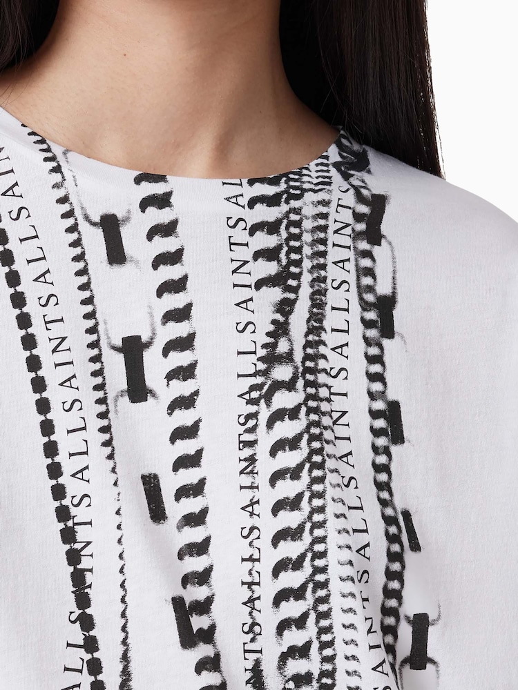 AllSaints White Metallo Briar Cotton T-Shirt - Image 4 of 7
