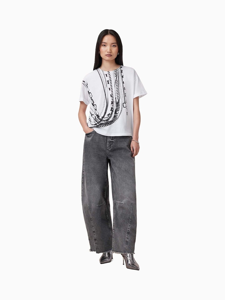AllSaints White Metallo Briar Cotton T-Shirt - Image 5 of 7