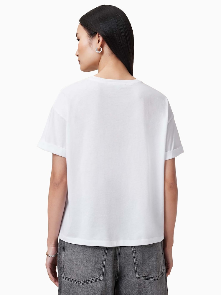 AllSaints White Metallo Briar Cotton T-Shirt - Image 6 of 7
