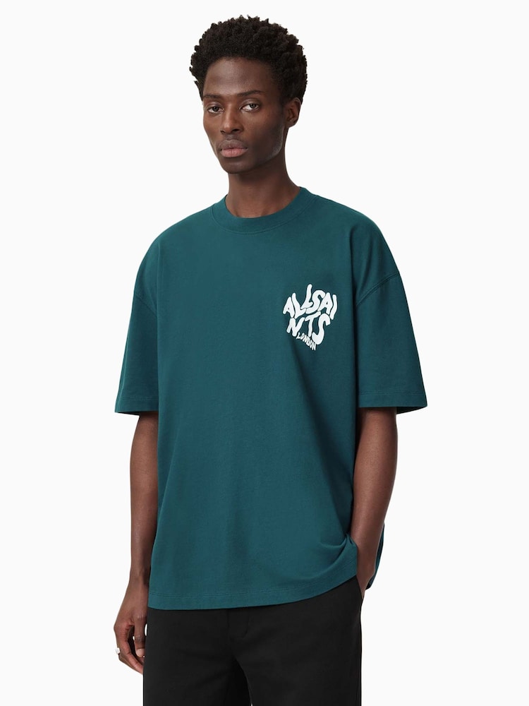 AllSaints Navy Orlando Short Sleeve Crew 100% Organic Cotton T-Shirt - Image 1 of 7