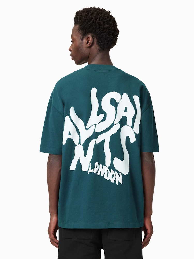 AllSaints Navy Orlando Short Sleeve Crew 100% Organic Cotton T-Shirt - Image 6 of 7