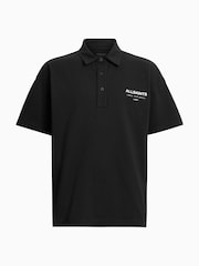 AllSaints Black Underground Short Sleeve 100% Organic Cotton Polo Shirt - Image 8 of 8