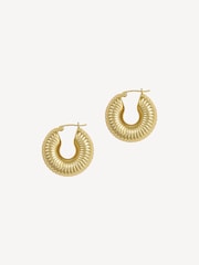 Anni Lu Gold Tone Ripple Hoop Earrings - Image 1 of 3