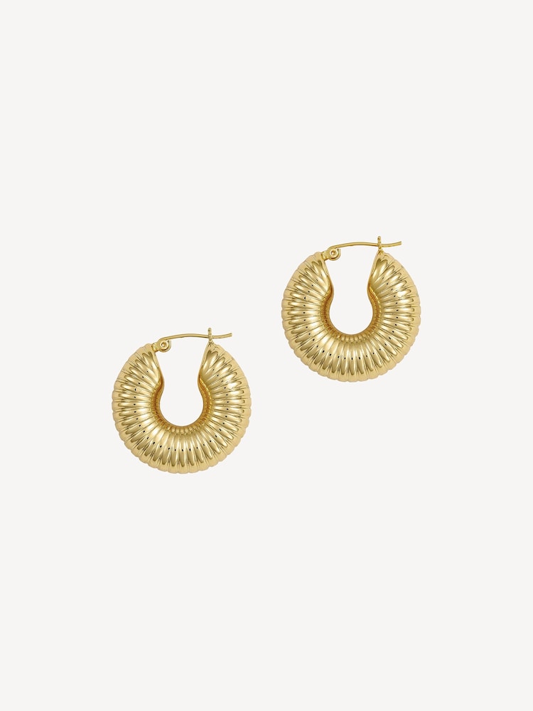 Anni Lu Gold Tone Ripple Hoop Earrings - Image 1 of 3